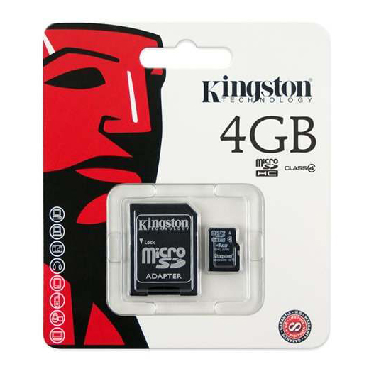 Cartão Kingston Micro SD C/ Adaptador 4GB