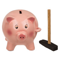 Ceramic Piggy Bank with Hammer