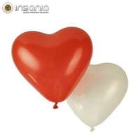 Balões Coração Branco e Vermelho (Pack 8)