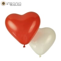 White and Red Heart Balloons (Pack 8)