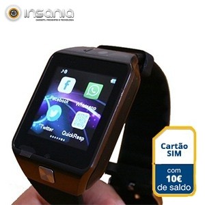 Smartwatch c/ Câmara e GSM Android e iOS c/ 10 euros em Saldo