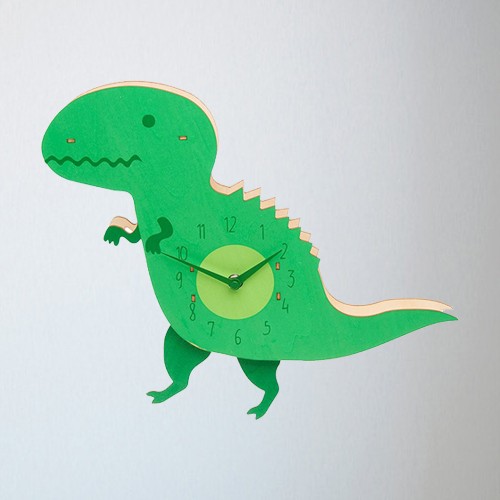 Reloj de madera de dinosaurio