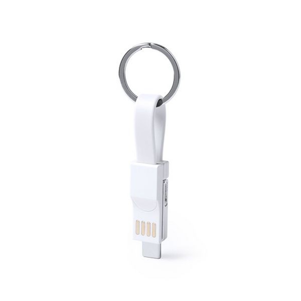 Porta-chaves com Cabo Micro USB Tipo C e Lightning