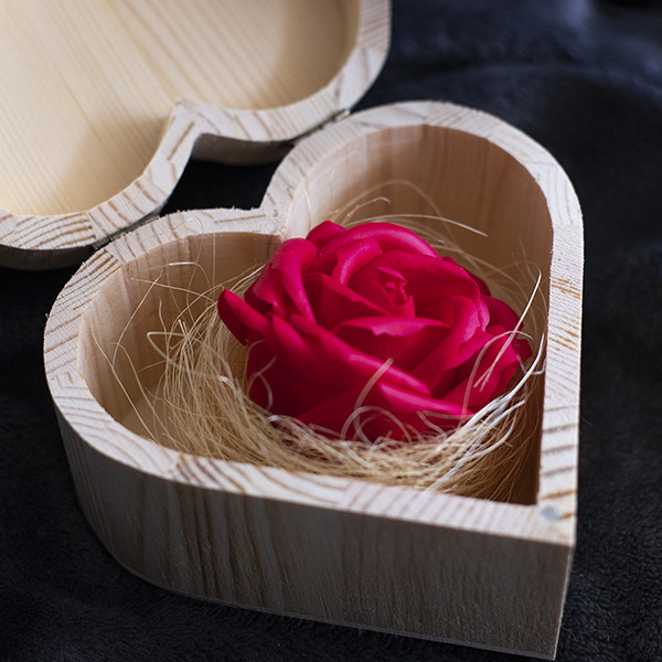 Heart Box with Red Rose