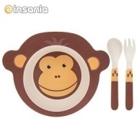 Eco Monkey - Juego de comida de bambú para niños