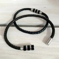 Men's Stripe Leather Equilibrium Bracelet