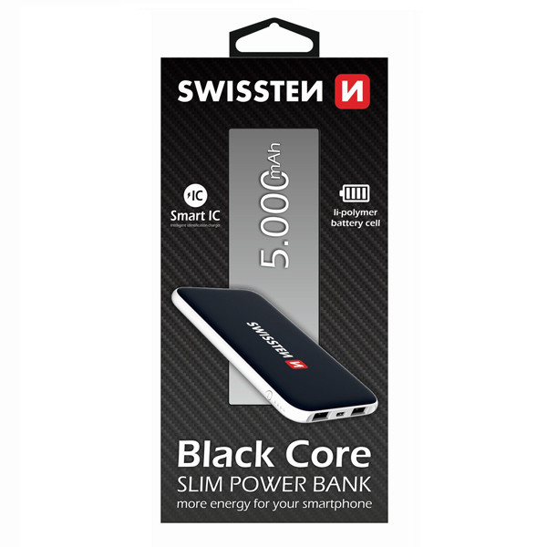 Powerbank Swissten Black Core Slim 5000 mAh