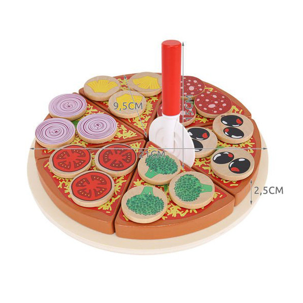 Brinquedo Pizza de Madeira 27 Peças
