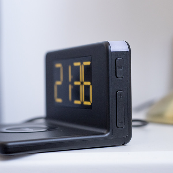 Alarm Clock with Wireless Charger and LED Light