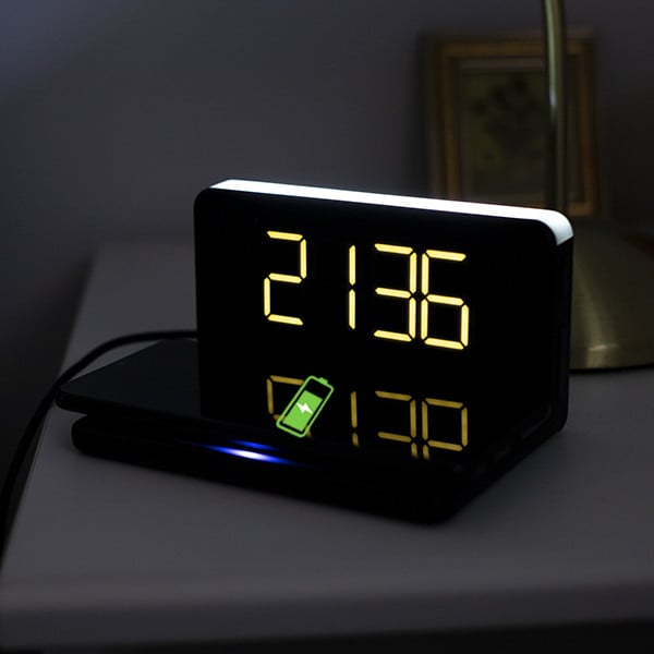 Despertador con Cargador Inalámbrico y Luz LED
