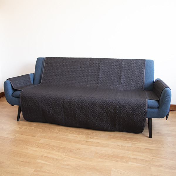 Black and Grey Reversible 3-Seater Sofa Protector