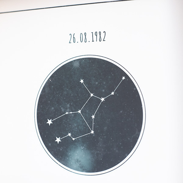 Cadre de tirelire personnalisable avec signe et constellation