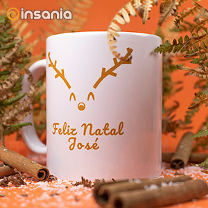 Caneca Rena Feliz Natal Personalizável