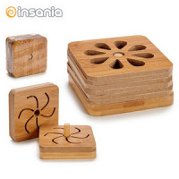 Bases para Copos Quadradas de Bambu (Pack 6)