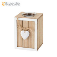 Wooden Candle Holder with Heart