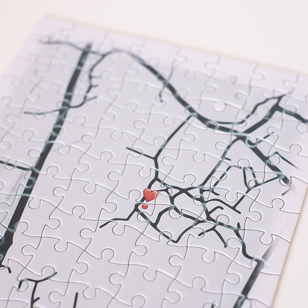 Puzzle cartographique romantique avec noms personnalisables A4 120 pièces