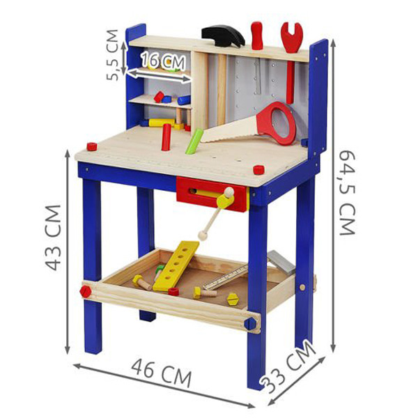 Toy Bench with Wooden Tools