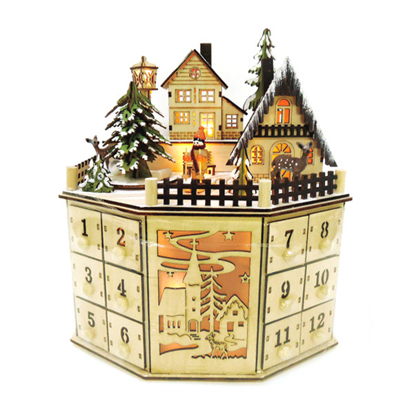 Wooden Advent Calendar with Light and Music