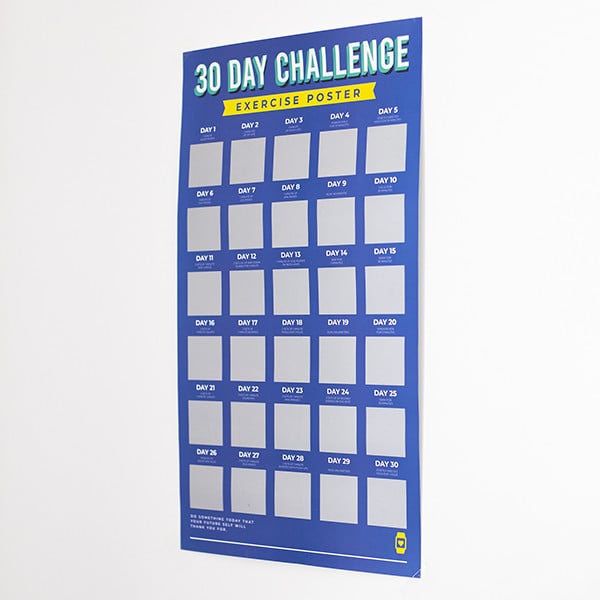 Affiche de cartes à gratter du défi fitness 30 jours