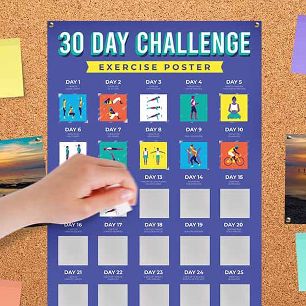 Affiche de cartes à gratter du défi fitness 30 jours - Livraisons