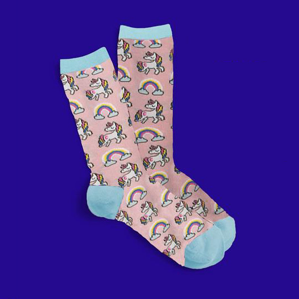 Pink Rainbow Unicorn Socks