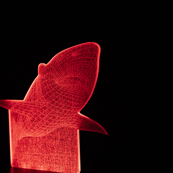 Candeeiro LED 3D Tubarão