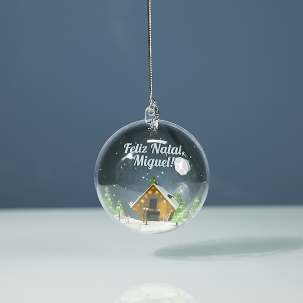 Ornamento Bola de Natal de Plástico Personalizável
