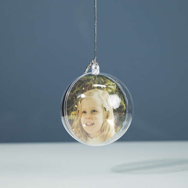 Ornamento Bola de Natal de Plástico Personalizável