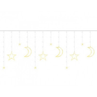 Cortina de luz LED con luna y estrellas