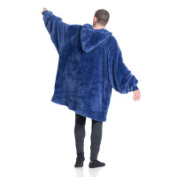 Manta azul con mangas y capucha para adultos