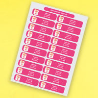 Kit de etiquetas rosas para el regreso a clases de superheroína