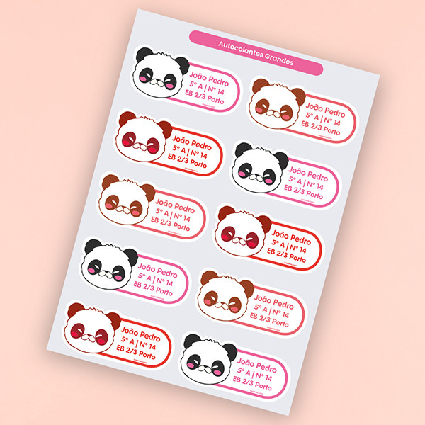 Kit Etiquetas Regresso às aulas Panda