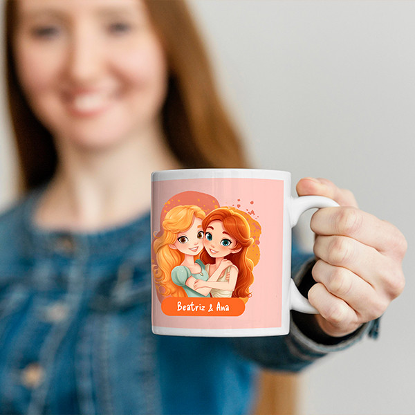 Mug orange personnalisable pour filles
