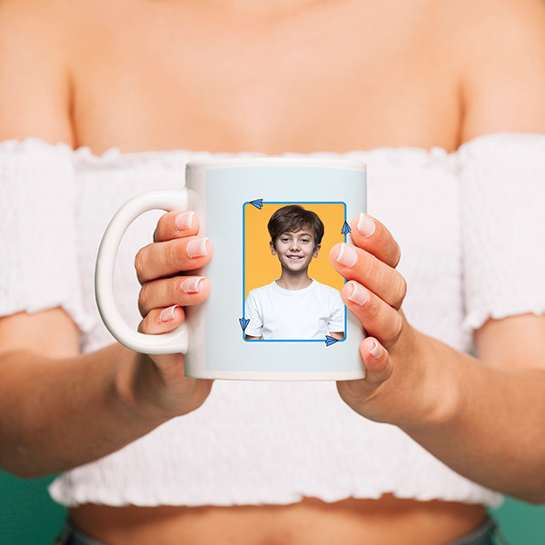 Taza para niño con foto azul personalizable