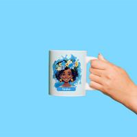 Tasse pour fille avec photo bleue personnalisable