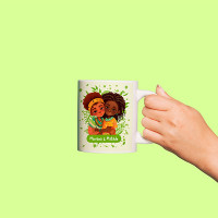 Tasse pour filles avec photo verte personnalisable