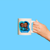 Taza para niños con foto azul personalizable