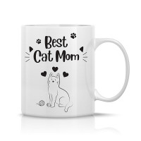 La mejor taza Cat Mom con foto personalizable