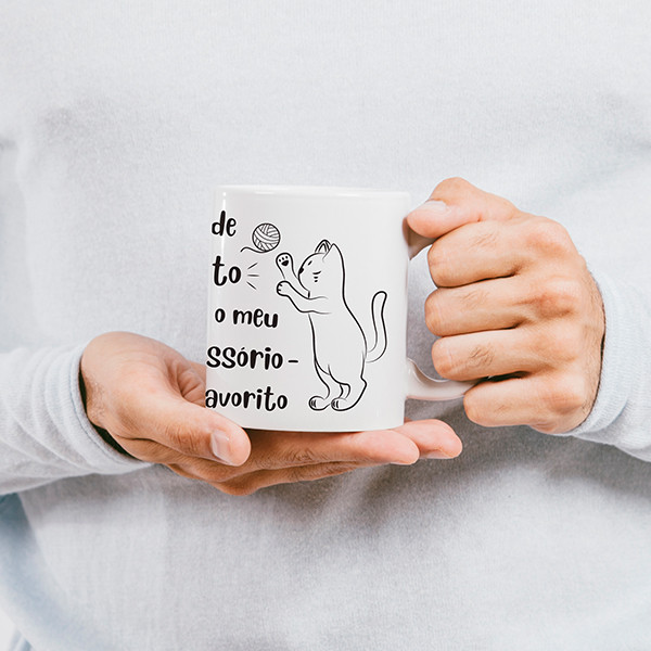 Caneca Pelo de Gato com Foto Personalizável