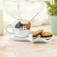 Cat Cup with Saucer and Spoon Set
